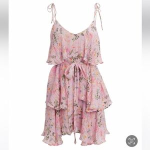 HEMANT & NANDITA :
PINK FLORAL PRINT MINI DRESS